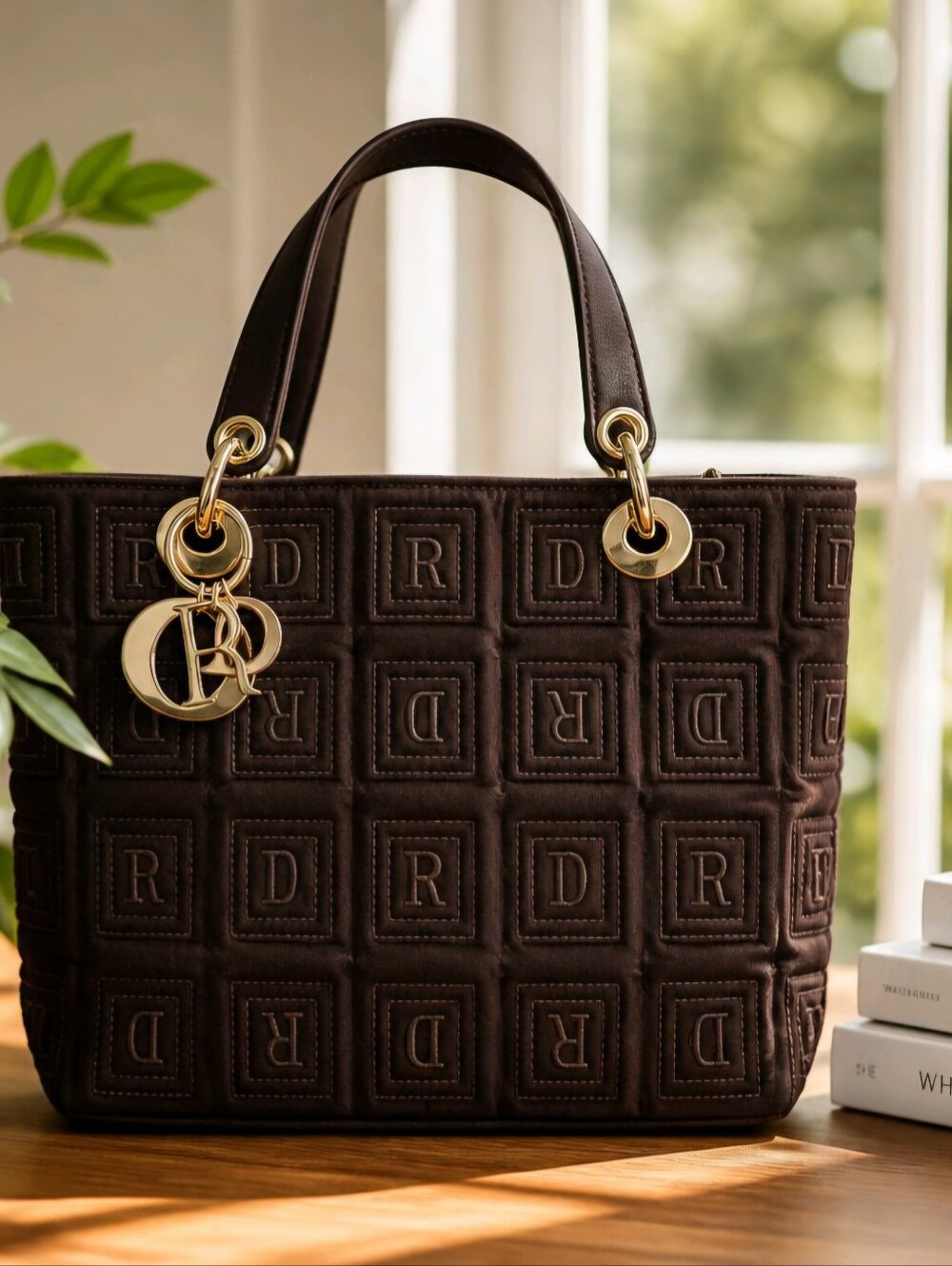 Dark BROWN Beautiful Canvas-Nylon bag purse